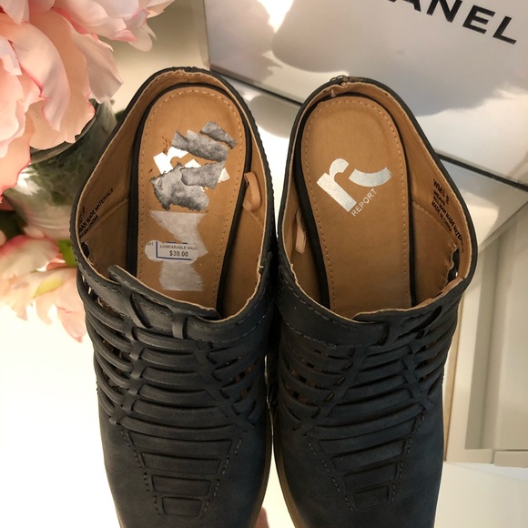 Report Weave Gray Mule Ankle Booties Slides - Picture 4 of 9